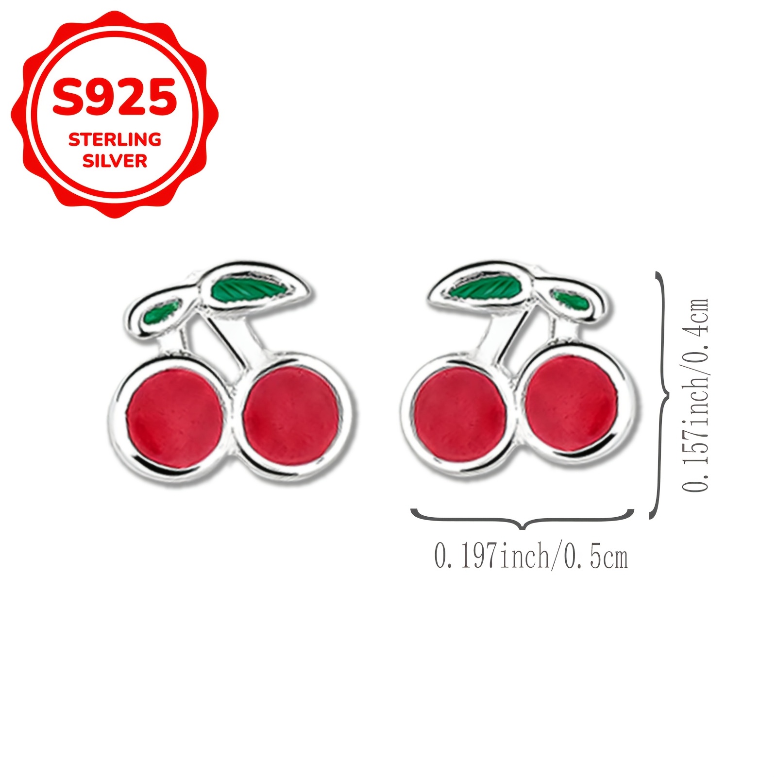 Women's S925 Silver Cherry Stud Earrings — Summer Accessory